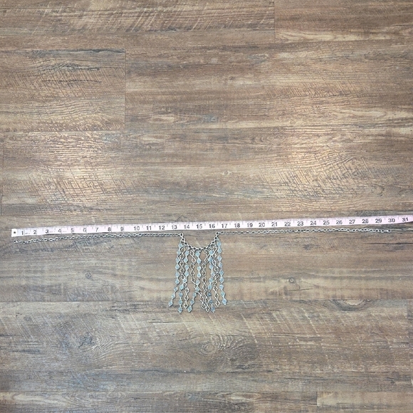 Boho Necklace Diamond Pattern Bib Style Silver With Amber & Turquoise Color - Picture 3 of 5